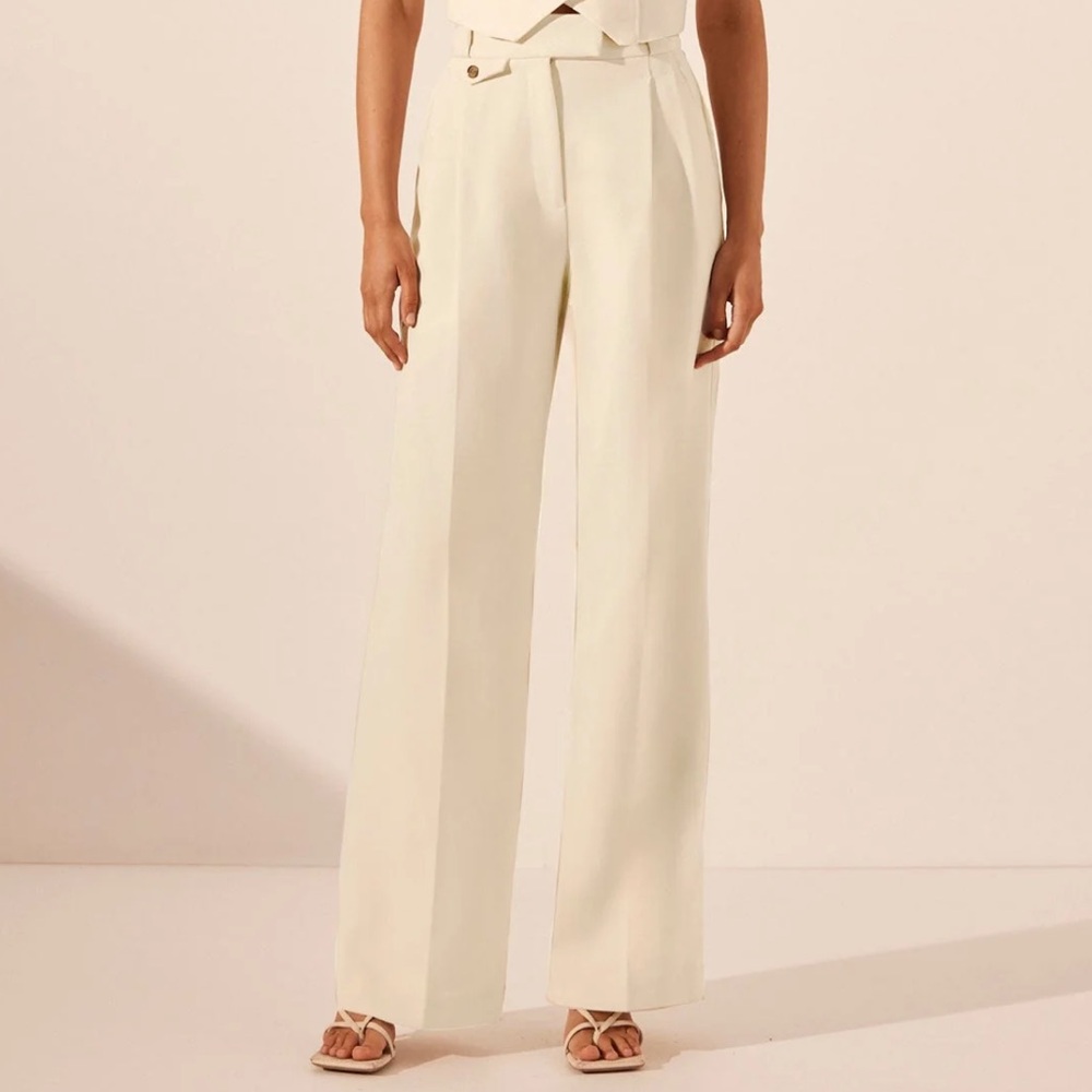 Shona Joy Irena high waisted tailored pants in ivory, size 2